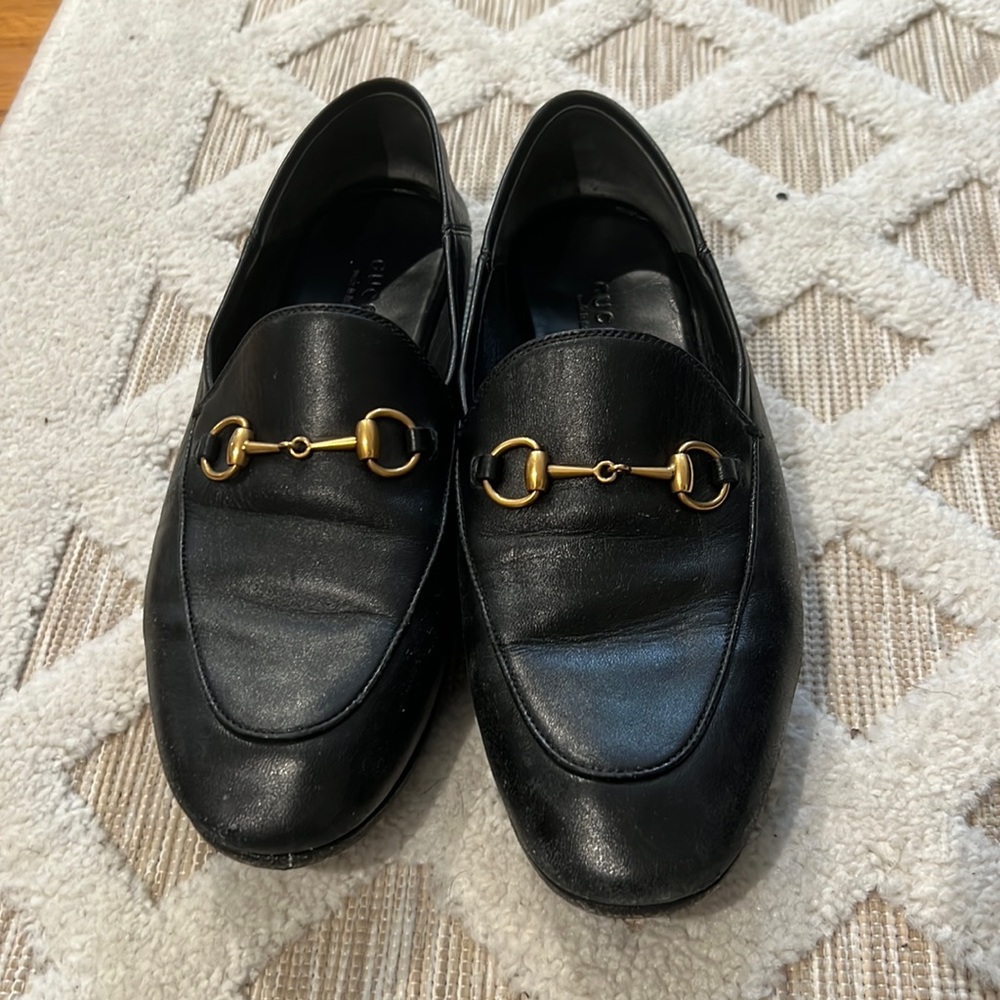 Authentic-  Gucci Womans Brixton Collapsible Apron Toe Loafers